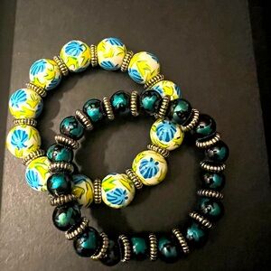 NWT Two Patterned Bead and Silver Bracelets